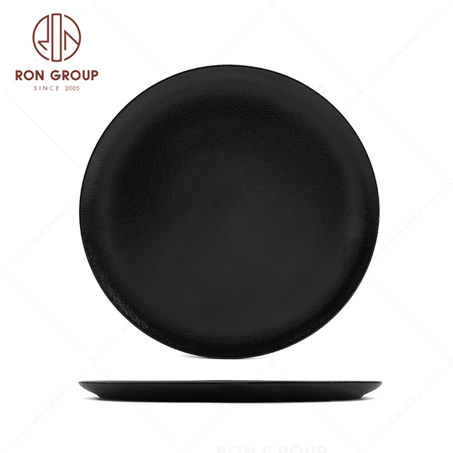 RonGroup New Color Matte Black Chip Proof Porcelain  Collection - Ceramic Dinnerware Pizza  Plate 