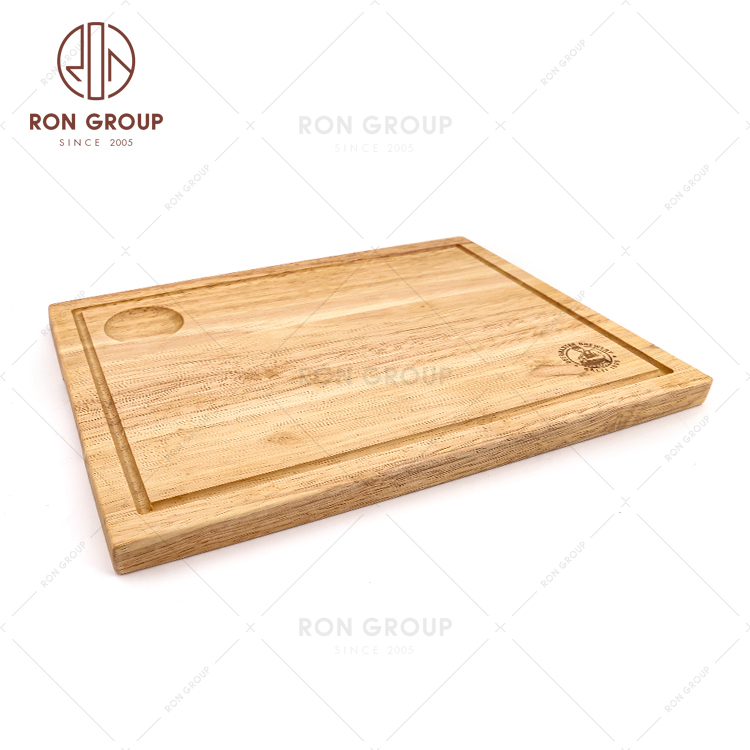 New Design Customized Dishware Solid Oak Wood Non-Slip Serving Wood Pizza Tray 