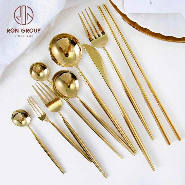 Royal Wedding Luxury Gold Plated Cutlery Set Stainless Steel Cutlery Golden Flatware Set 