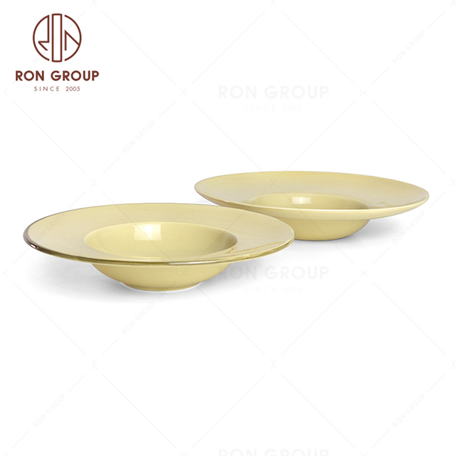 RonGroup New Color Custard Chip Proof Porcelain  Collection - Ceramic Dinnerware Hat Shape Plate
