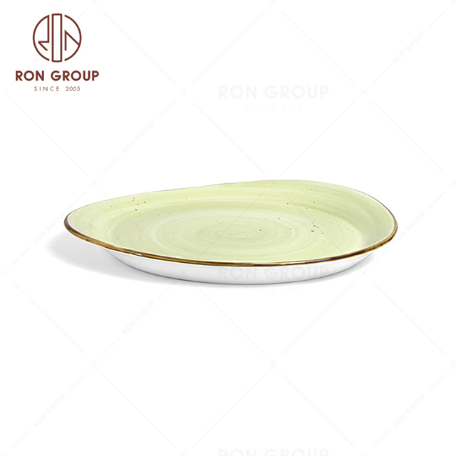RonGroup New Color Apple Green  Chip Proof Porcelain  Collection - Ceramic Dinnerware Round Soup Plate