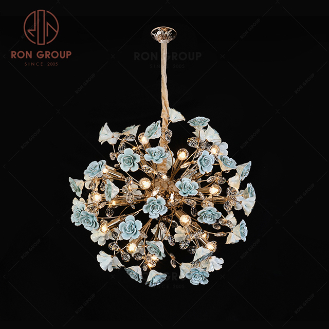 RonGroup Luxury Modern Wedding Decorative Light  Collection - Green Crystal Ceiling Light 7120-18P