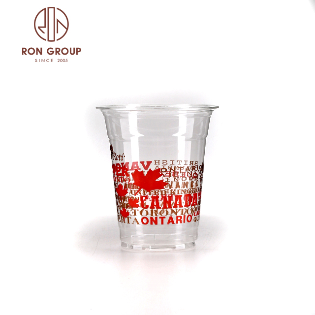 China manufacture disposable clear PET cold milktea juice drink take away logo custom plastic cups