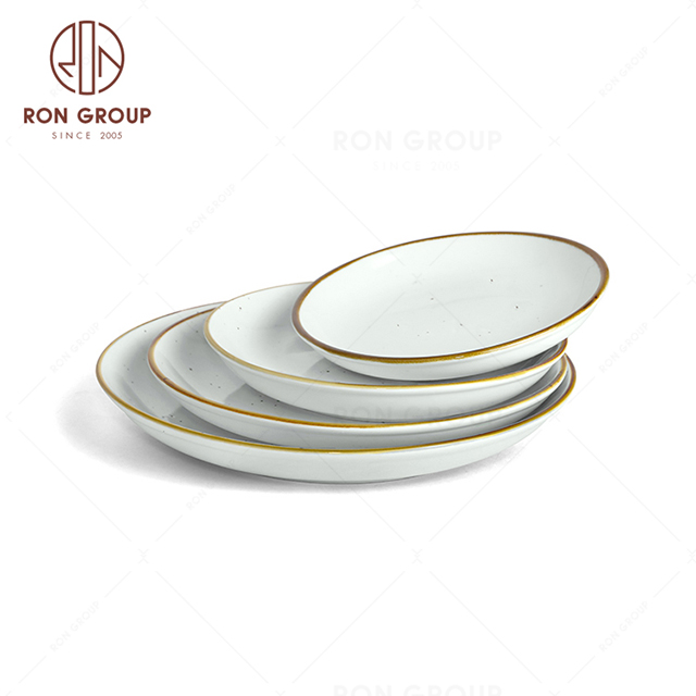 RonGroup New Color Chip Proof  Collection Misty White Bule - Round Meal  Plate 