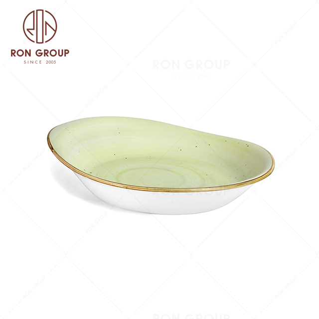 RonGroup New Color Apple Green  Chip Proof Porcelain  Collection - Ceramic Dinnerware Soup Plate 
