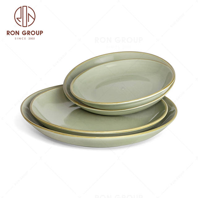 RonGroup New Color Morandi Chip Proof Porcelain  Collection - Ceramic Dinnerware Round Meal Plate
