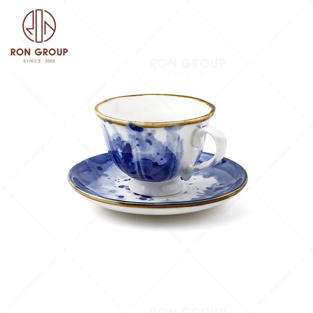 Handmade eco friendly reusable ceramic coffee custom tea cup with sauce