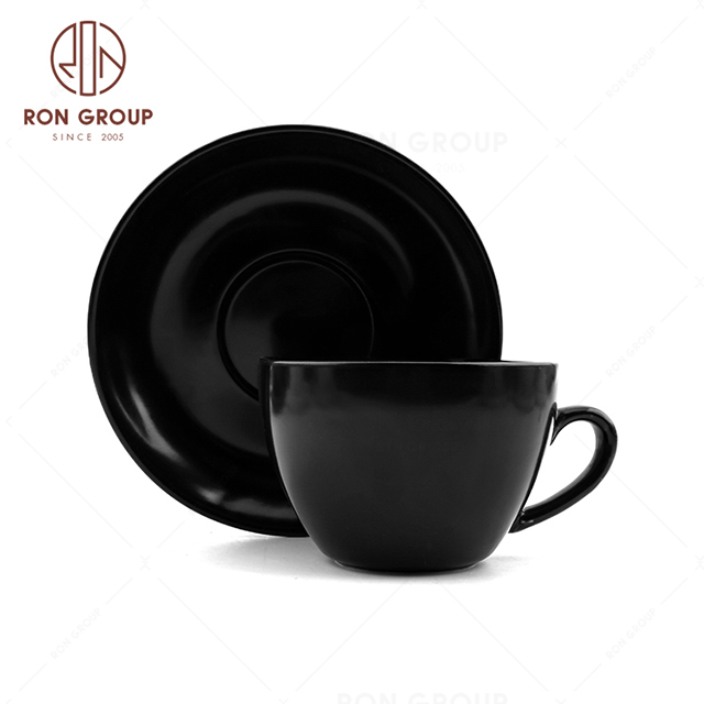 RNPCE140-141-Hot Sales Matte Black Style Restaurant Hotel Bar Cafe Wedding Ceramic Coffee Cup&Plate