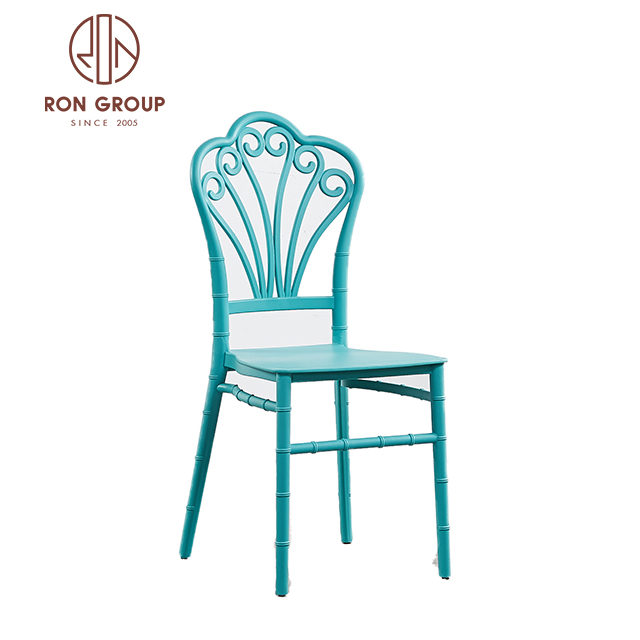 Unique new design hollow pp resin bule tiffany hotel wedding stackable chair