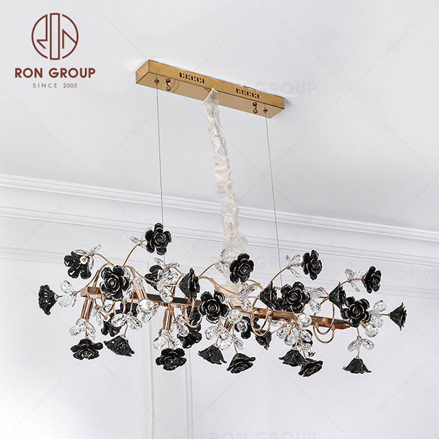 RonGroup Luxury Modern Wedding Decorative Light  Collection - Black  Crystal Ceiling Light 7122-8+3P