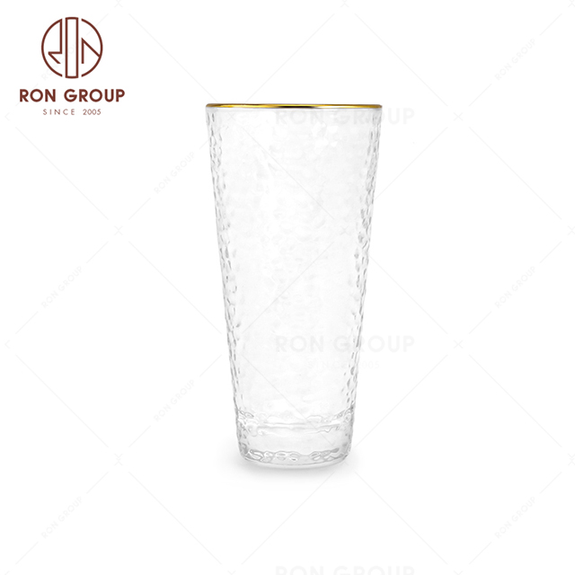 Custom gold rim clear highball water glass wine drinking juice glasses for wedding