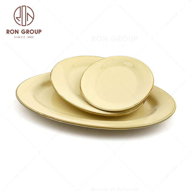 RonGroup New Color Custard Chip Proof Porcelain  Collection - Ceramic Dinnerware Fish Plate