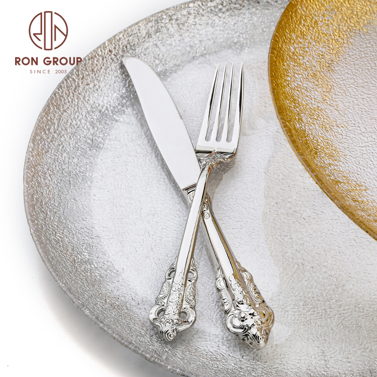 Wholesale Restaurant Tableware Cutlery Silverware Stainless Steel Flatware Spong Fork Knife Set For Wedding