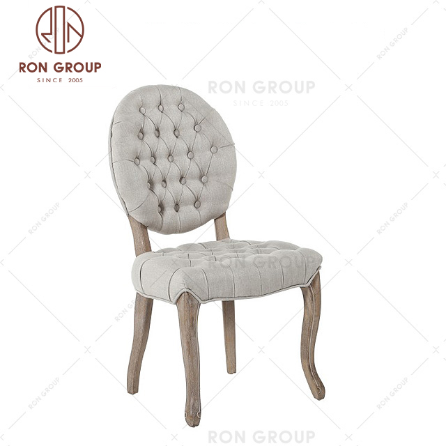 Stackable restaurant round back solid wood wedding event dining chair