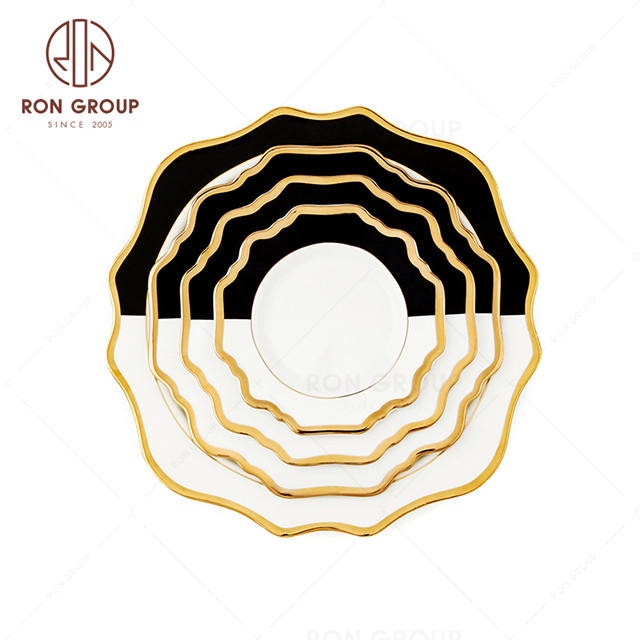 Wholesale luxury bone china porcelain dinner wedding restaurant ceramic plates sets