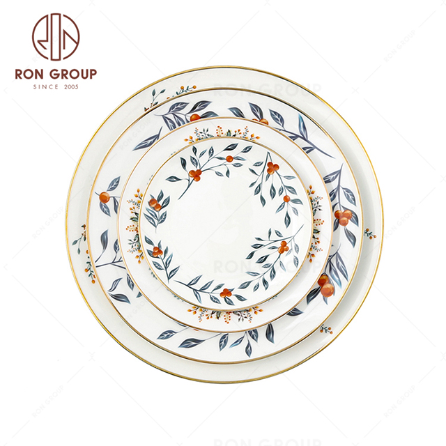 2021 new nordic style bone china dinner plate set for wedding and restaurant